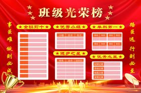 班级光荣榜红色展示海报
