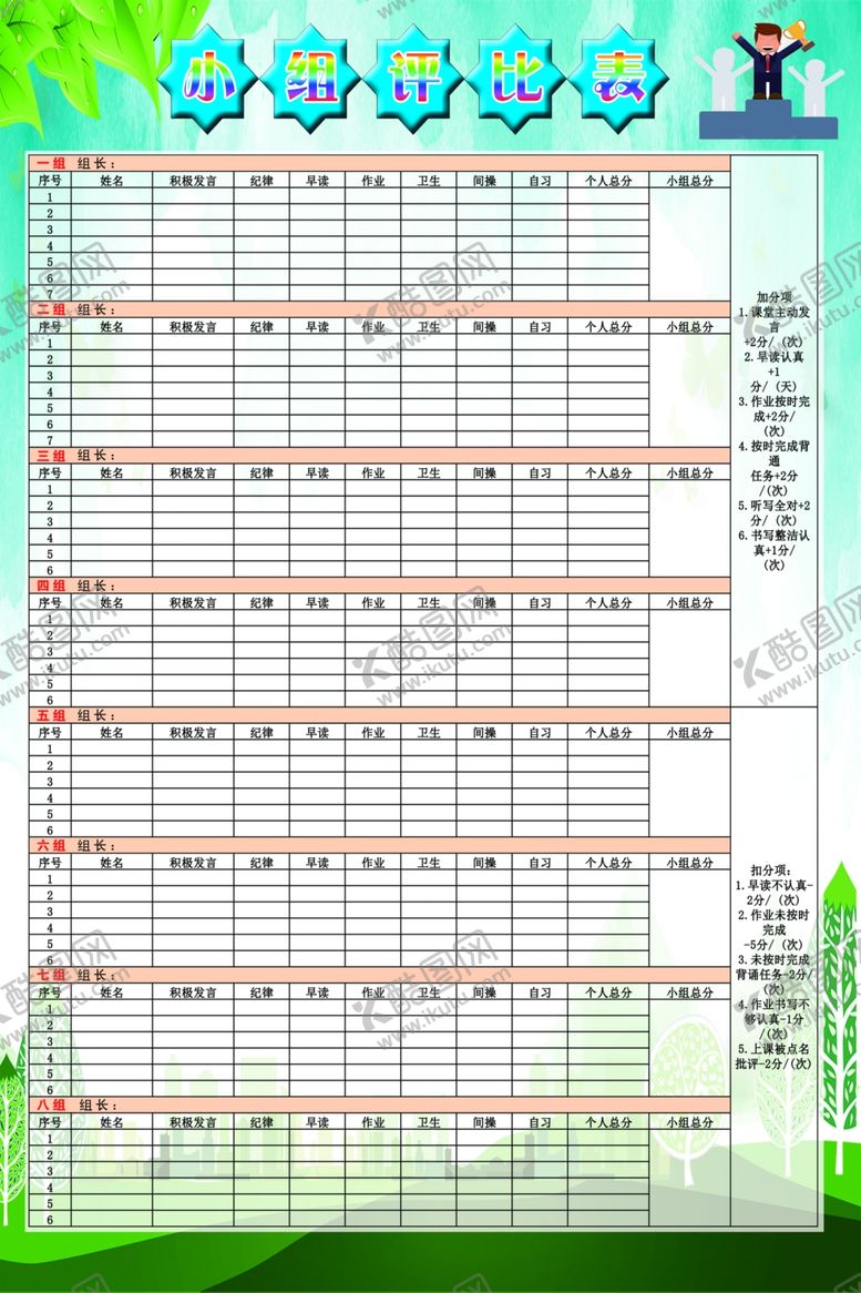 编号：94601901292326025118【酷图网】源文件下载-评比表