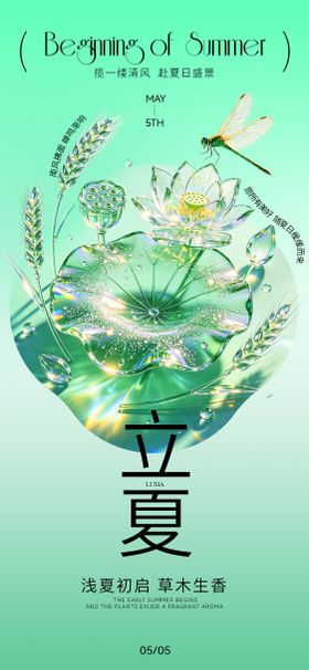 二十四节气立夏清新风宣传海报