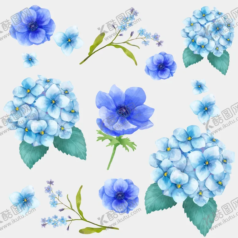 水彩花朵插画画婚礼素材展板