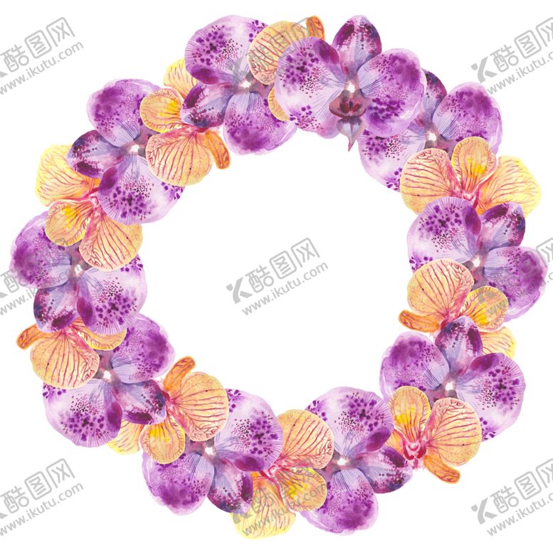 编号：41007607040126401129【酷图网】源文件下载-夏日水彩绘画花朵花圈