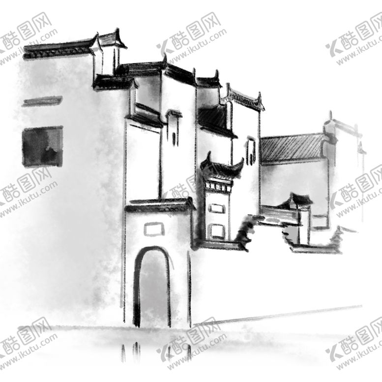 编号：24650810050549187765【酷图网】源文件下载-水墨房屋