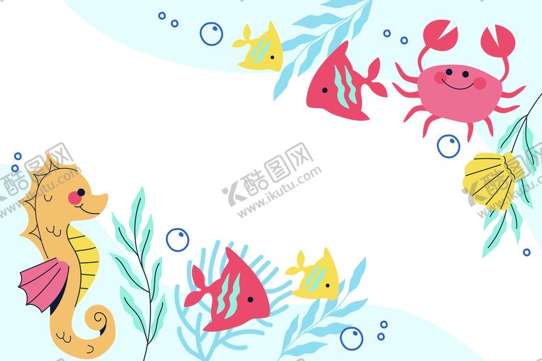 编号：20564909150435472486【酷图网】源文件下载-海洋鱼类矢量图海鱼乌贼