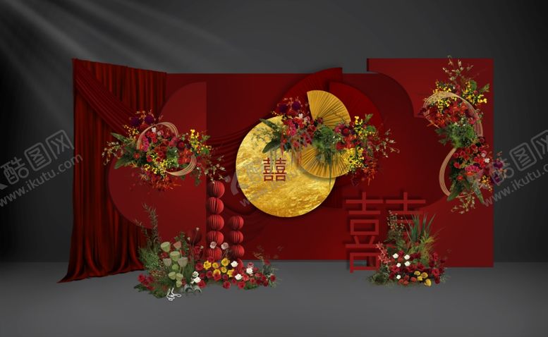 编号：91821509152019505326【酷图网】源文件下载-中式婚礼场景布置装饰