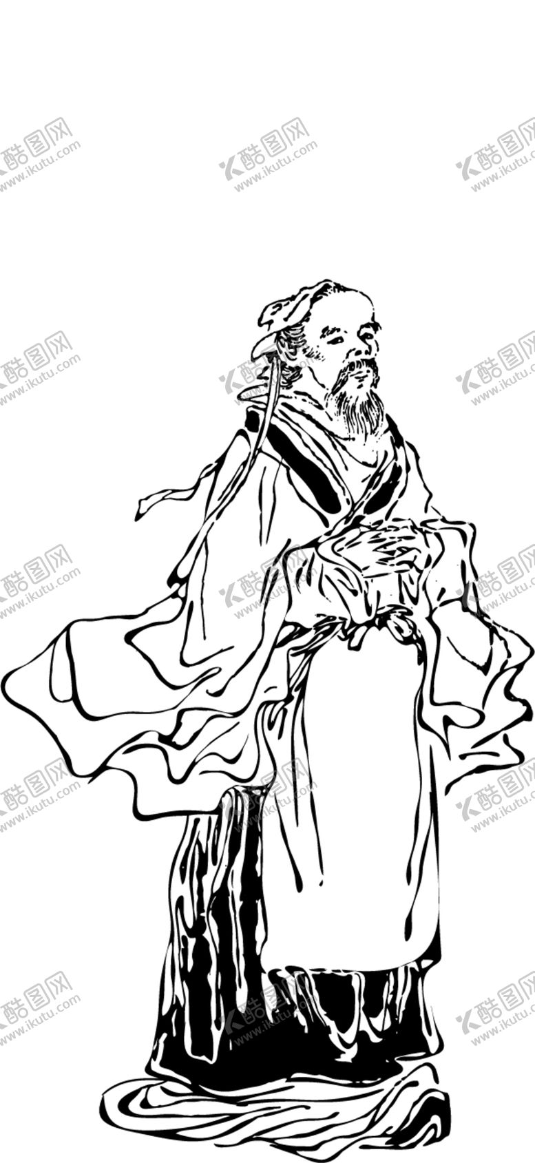 华佗人物中医古代线稿