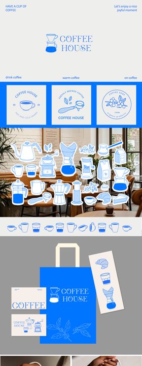 线条艺术咖啡LOGO样机