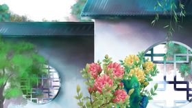 水墨山河国画荷花