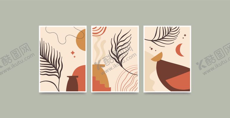 编号：30460410120032033923【酷图网】源文件下载-抽象几何植物装饰画