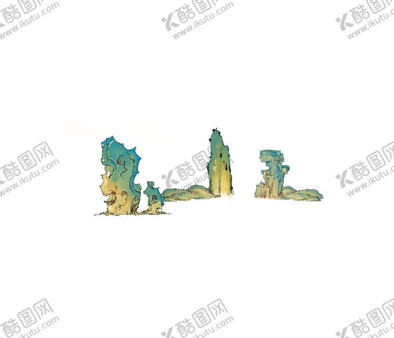 编号：39433110171325542159【酷图网】源文件下载-工笔画石头 