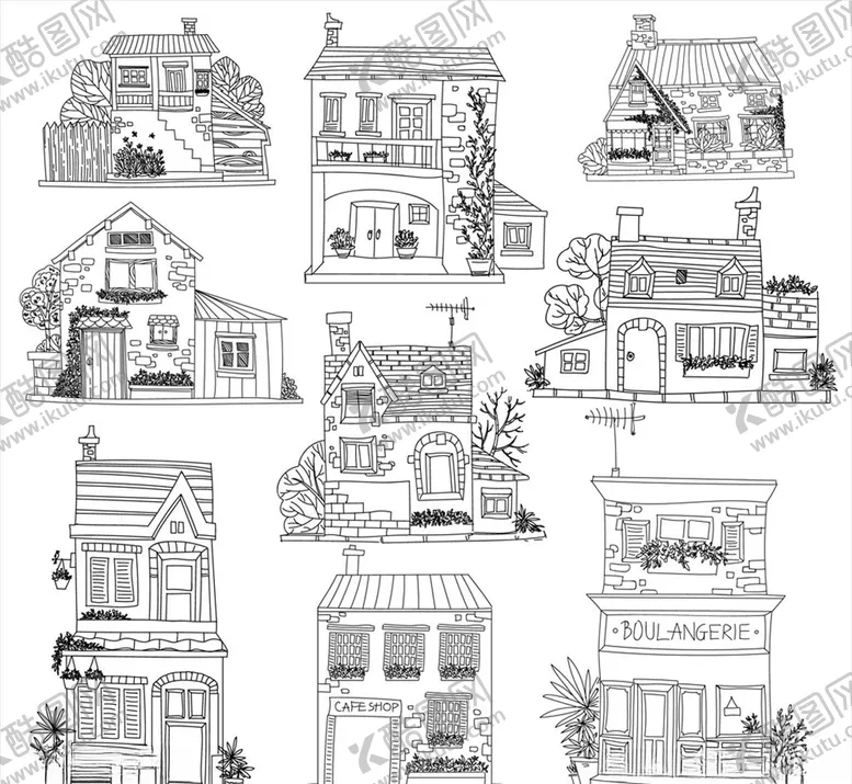 编号：43388309091637356306【酷图网】源文件下载-手绘无色房屋