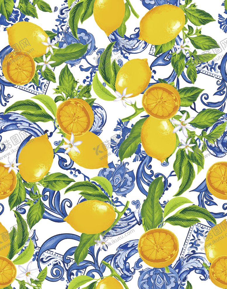 编号：90999004142135462600【酷图网】源文件下载-柠檬花卉图案背景设计