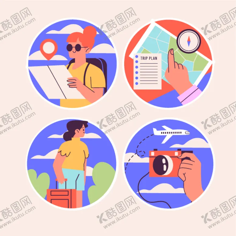 编号：63421301130848404678【酷图网】源文件下载-手绘旅游贴纸