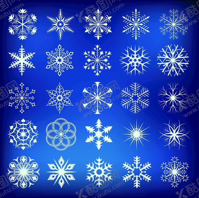 编号：99451106051012527141【酷图网】源文件下载-蓝色背景上的多样雪花图案