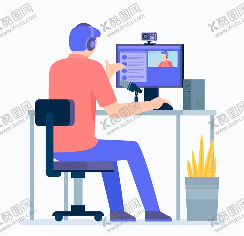 编号：84844407080559007028【酷图网】源文件下载-视频直播的男子