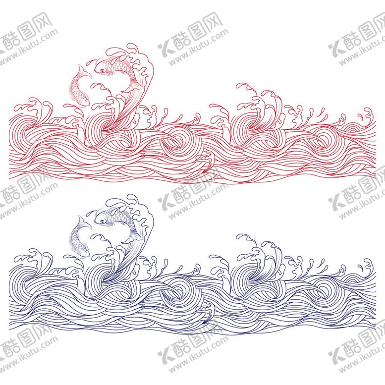 编号：31386402160117134516【酷图网】源文件下载-波浪锦鲤纹
