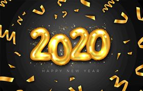 金色2020年气球艺术字矢量素