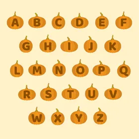 南瓜字母表ac矢量图b