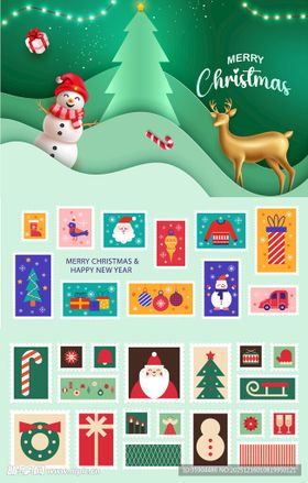 圣诞节邮票贴纸