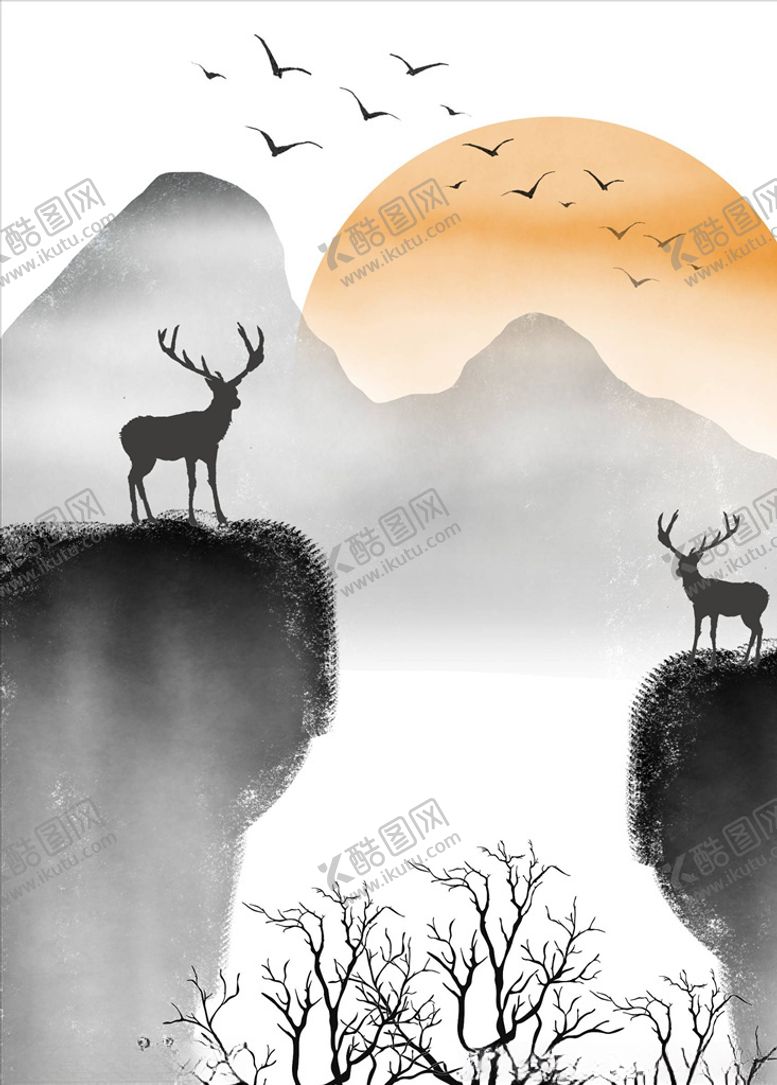 编号：64090306160047557992【酷图网】源文件下载-水墨装饰画