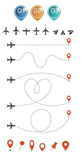 编号：68532409241734417539【酷图网】源文件下载-定位导航123序号飞行航线元素