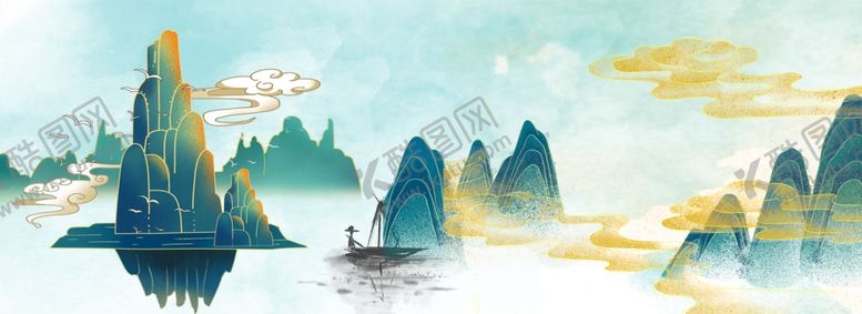 编号：84431704190050591140【酷图网】源文件下载-国潮山水图片