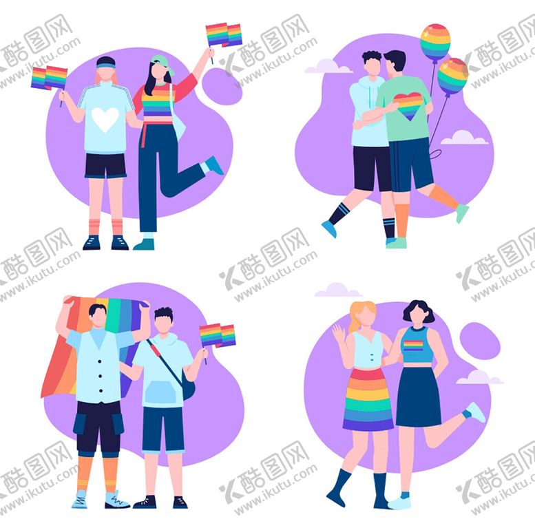 编号：14787209231531544624【酷图网】源文件下载-多彩情侣互动插画