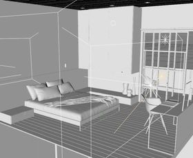 C4D模型卧室室内桌子椅子床