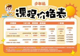 少儿英语课程价格表海报展板