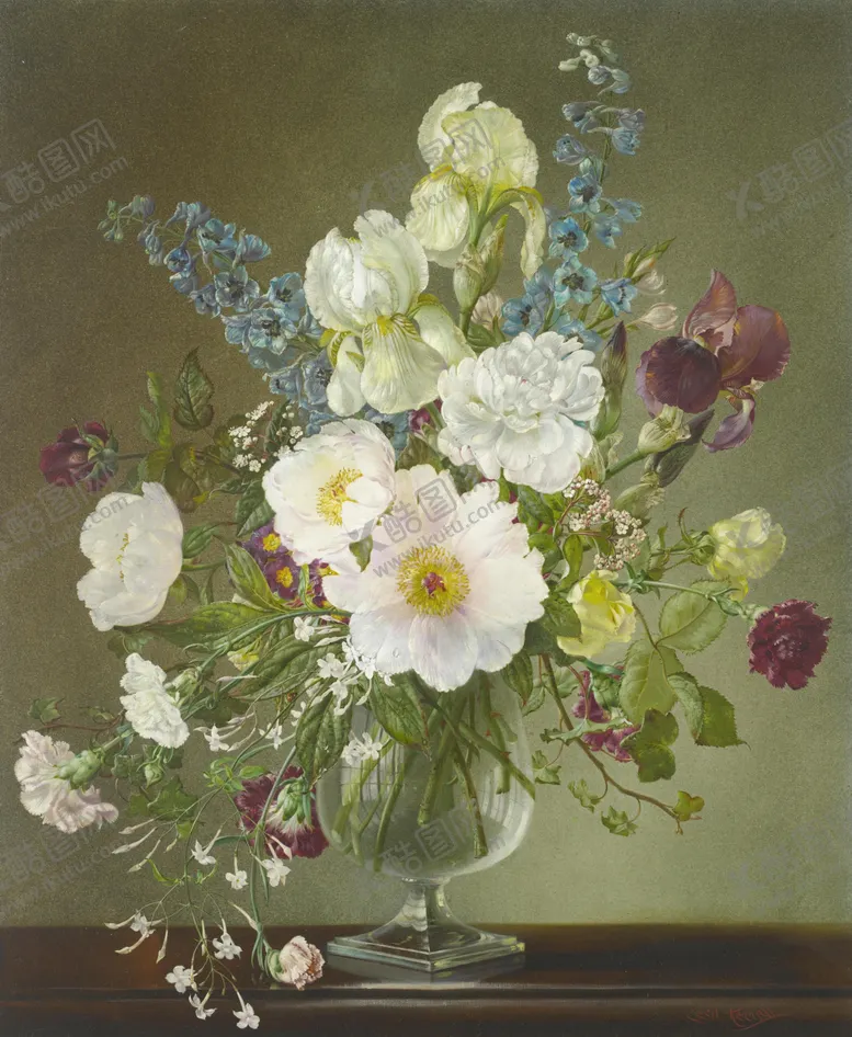 编号：61089402130130345716【酷图网】源文件下载-花卉静物油画
