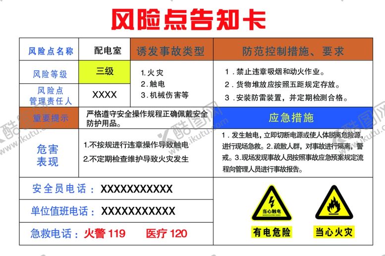 编号：72935911010512031996【酷图网】源文件下载-风险点告知卡