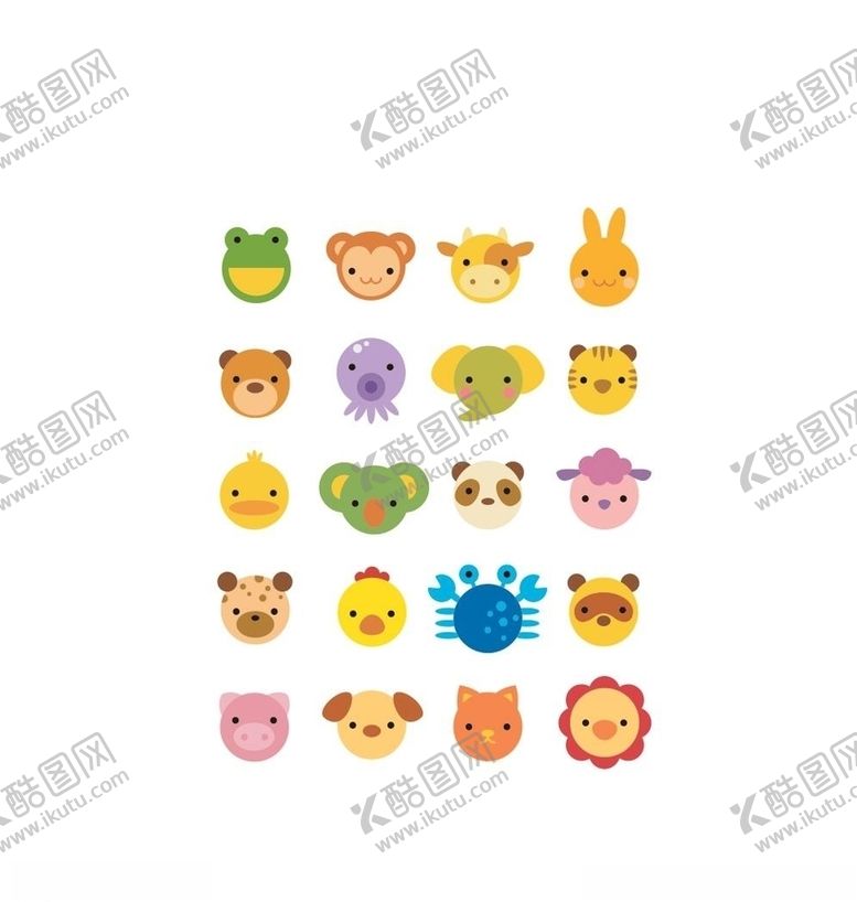 编号：21314811020824077145【酷图网】源文件下载-卡通动物头像