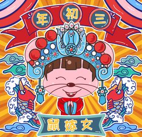 卡通年初二海报