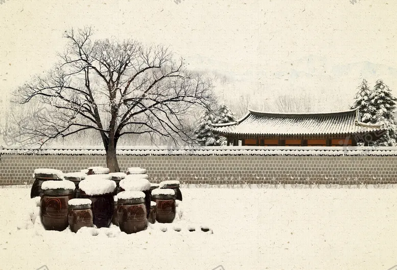 编号：93174209150652159782【酷图网】源文件下载-复古街道雪元素背景