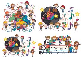 音乐汇演卡通插画海报
