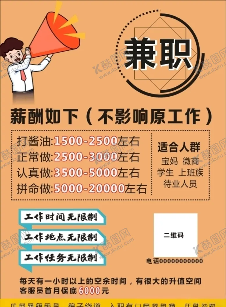 编号：23215806250630024740【酷图网】源文件下载-招聘兼职海报宣传单背景
