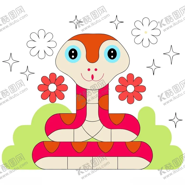 编号：98385502061639156955【酷图网】源文件下载-蛇年可爱卡通插画