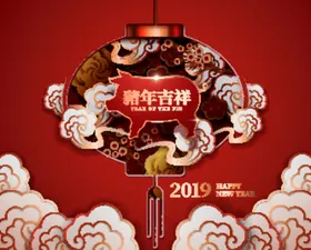 梅花祥云灯笼中国服新年元宝铜钱