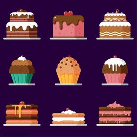 多样美味蛋糕甜点集合