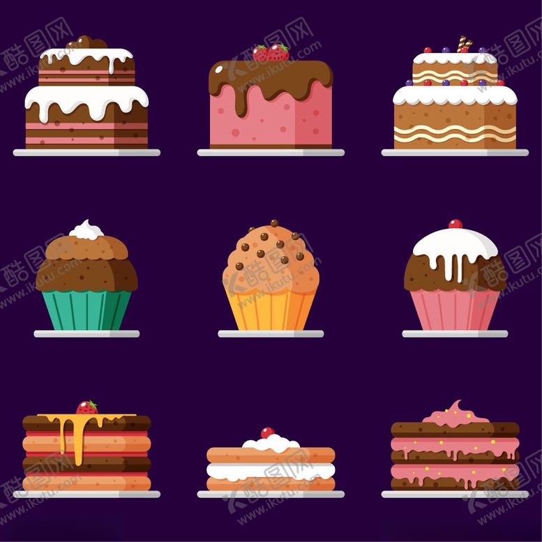 编号：22606412191724143463【酷图网】源文件下载-多样美味蛋糕甜点集合