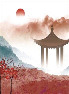 中国山水水墨壁画