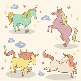 可爱独角兽四连动态插画