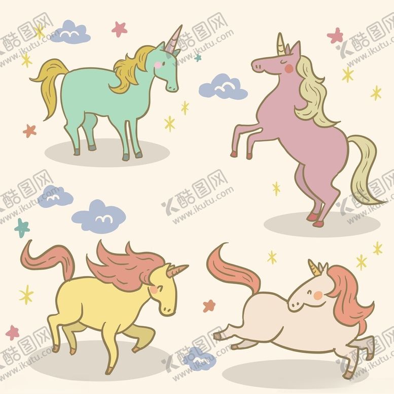 编号：26317701050134206034【酷图网】源文件下载-可爱独角兽插画