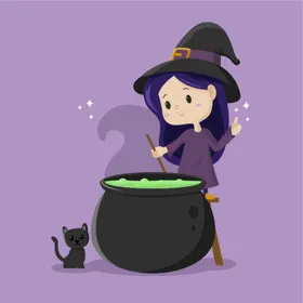 卡通魔女万圣节巫法人物
