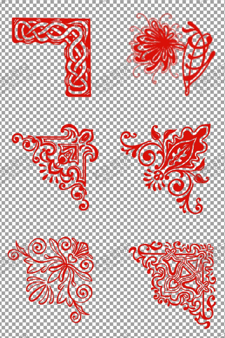 编号：78127809281230473392【酷图网】源文件下载-中国红花纹边框角