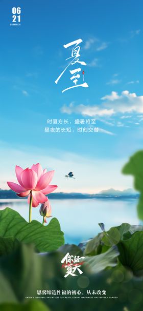 夏至节气海报荷花荷叶二十四