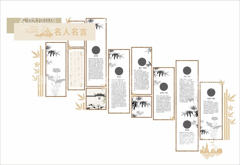 编号：78344310180359329807【酷图网】源文件下载-图书室楼道中式文化墙