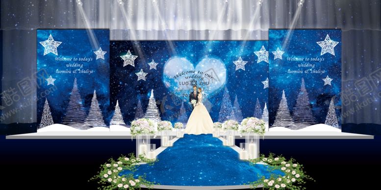 编号：88498210031829486748【酷图网】源文件下载-蓝色系婚礼设计背景