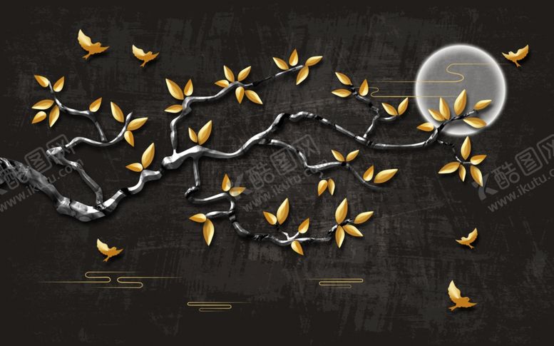 编号：67949409220416067457【酷图网】源文件下载-浮雕花树背景墙