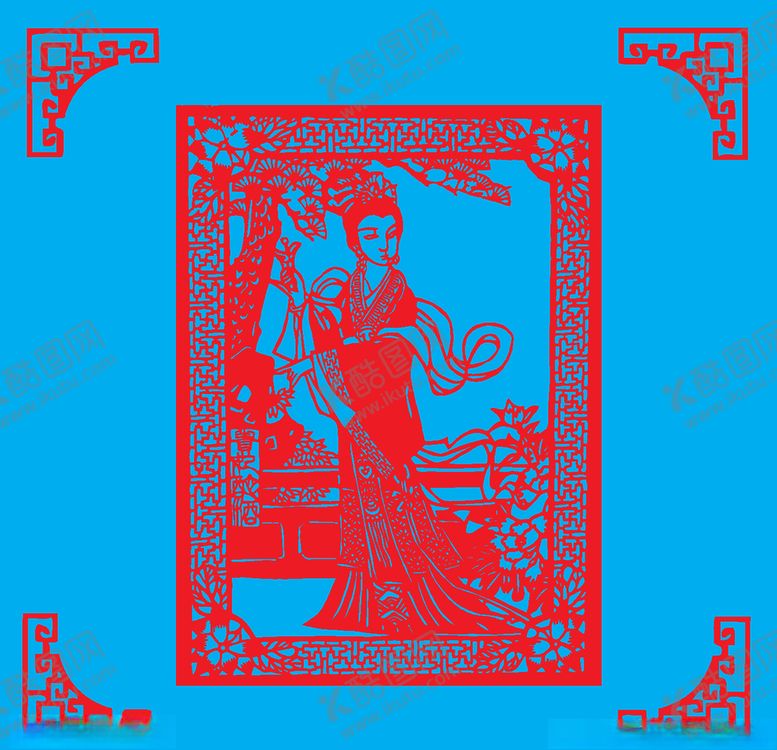 编号：51251310121556502615【酷图网】源文件下载-贵妃剪纸