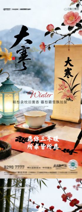 房地产二十四节气节日大寒节气海报